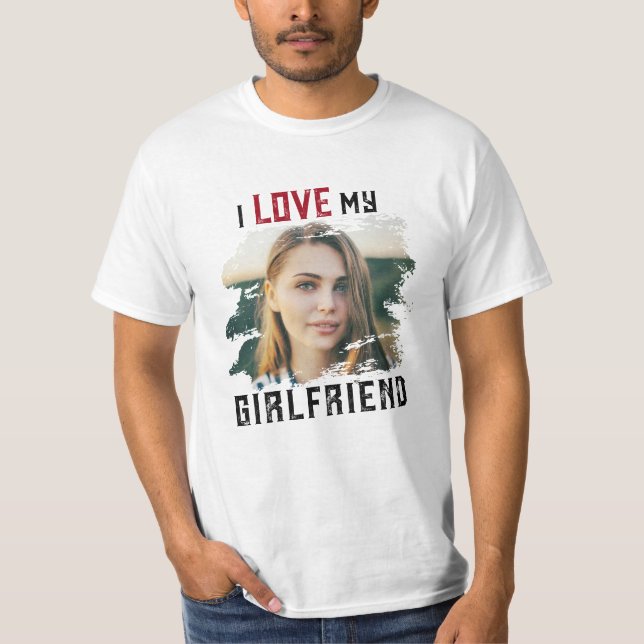 I Liebe Mein Freund Grunge Custom Foto T-Shirt (Vorderseite)