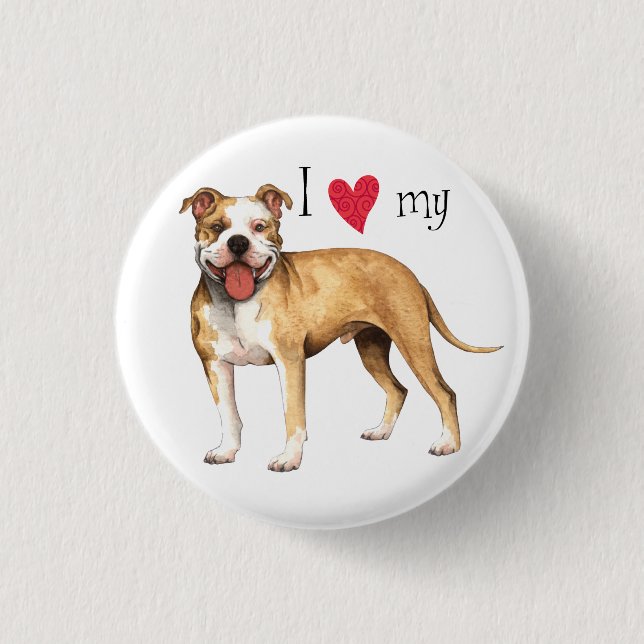 I Liebe mein Git Bull Terrier Button (Vorderseite)