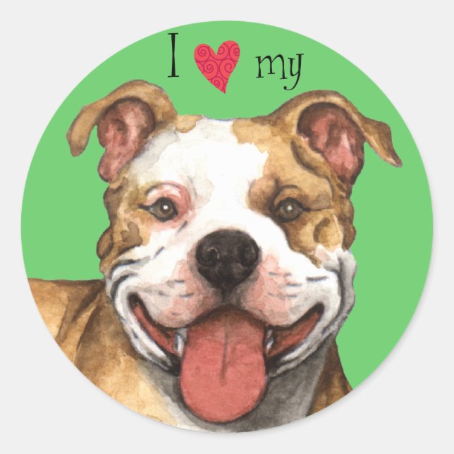 I Liebe mein Git Bull Terrier Runder Aufkleber (Vorderseite)