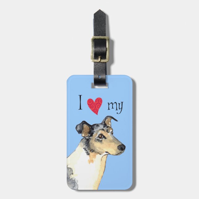 I Liebe mein glatter Collie Gepäckanhänger (Vorderseite vertikal)