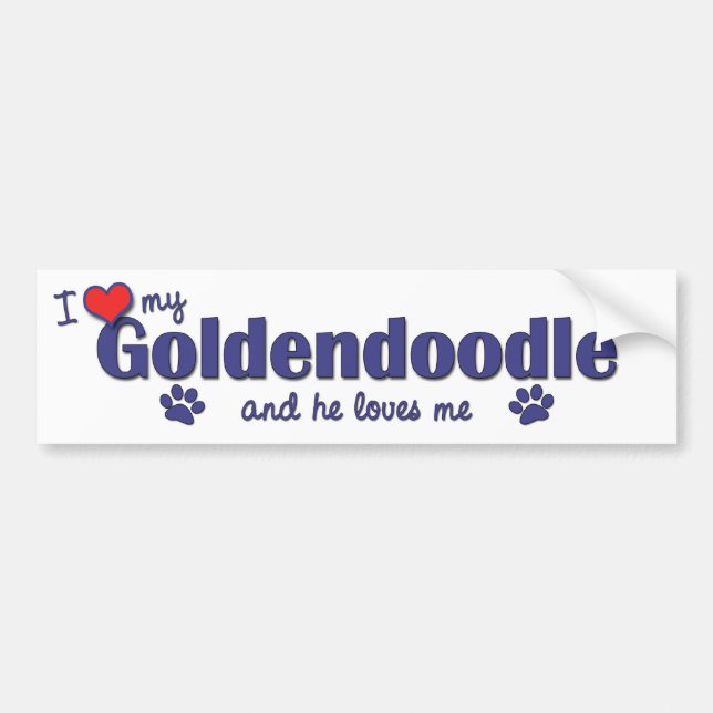 I Liebe mein Goldendoodle (männlicher Hund) Autoaufkleber (Vorne)