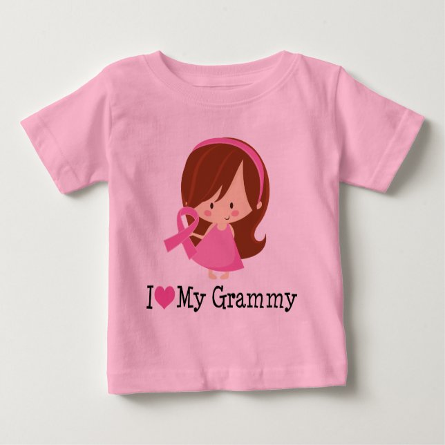 I Liebe mein Grammy Brustkrebs-Band Baby T-shirt (Vorderseite)