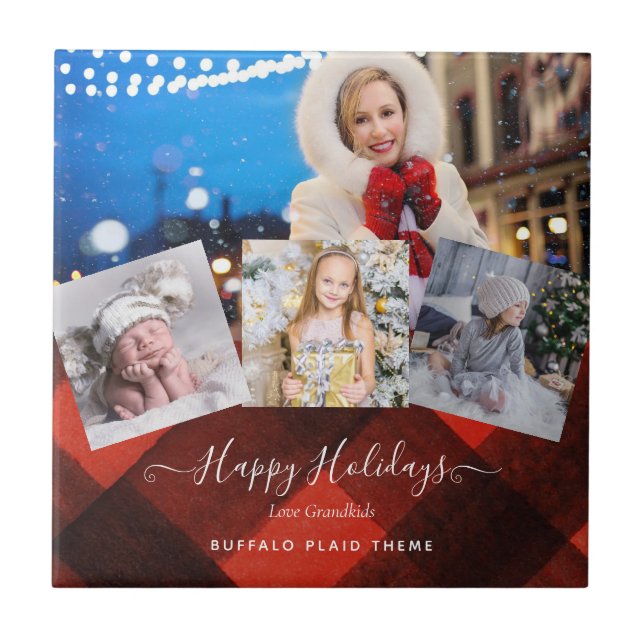 I Liebe Mein GRANDMA - FOTO COLLAGE Großeltern-Ges Fliese (Vorderseite)