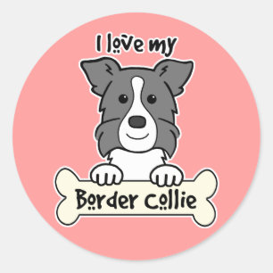 I Liebe mein Grenzcollie Runder Aufkleber
