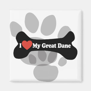 I Liebe mein großer Däne - Hundeknochen Magnet
