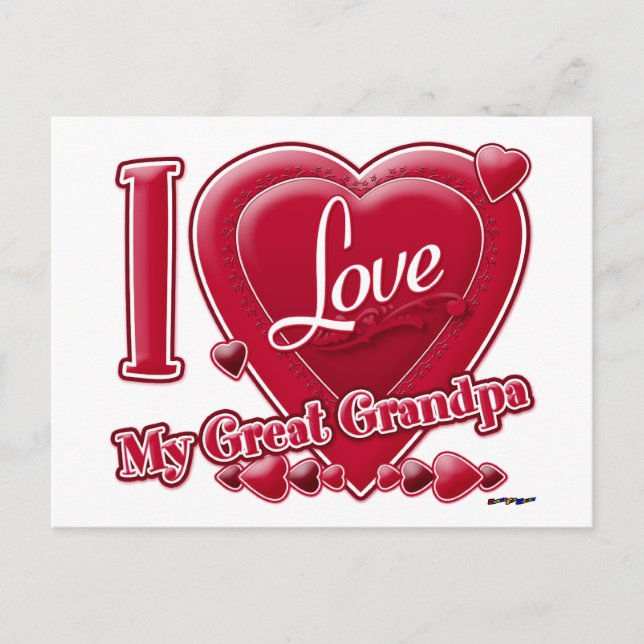 I Liebe Mein großer Großvater rot - Herz Postkarte (Vorderseite)