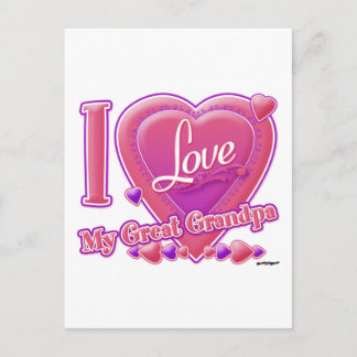 I Liebe Mein großer Opa rosa/lila - Herz Postkarte