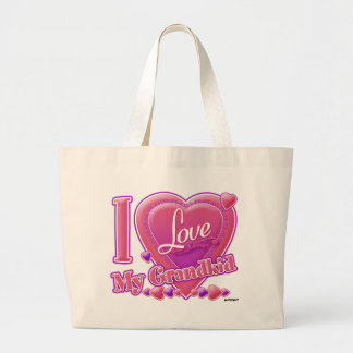 I Liebe Mein Großkind rosa/lila - Herz Jumbo Stoffbeutel