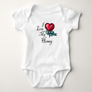I Liebe mein Honig-Herz-Lutscher Baby Strampler