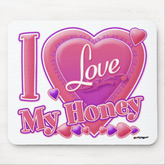 I Liebe Mein Honig rosa/lila - Herz Mousepad