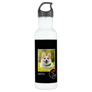 I Liebe Mein Hund, Custom Foto - Heimtiere lieben Edelstahlflasche