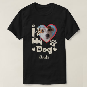 I Liebe Mein Hund Herz Personalisiert Foto & Name T-Shirt