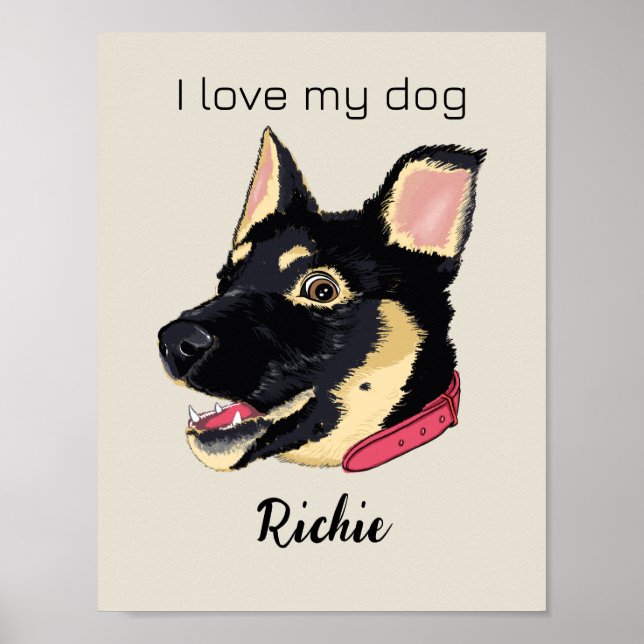 I Liebe Mein Hund Niedlicher Welpenname Poster (Vorne)