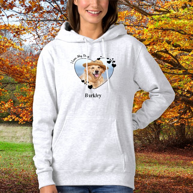 I Liebe Mein Hund Personalisiert Niedlich Heart Pe Hoodie (Von Creator hochgeladen)