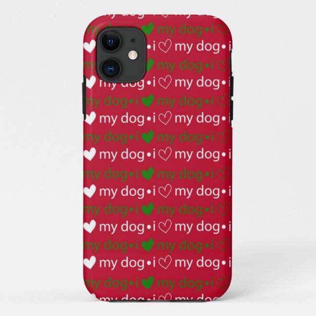 I Liebe Mein Hund Rot und Grün iPhone Fall Case-Mate iPhone Hülle (Rückseite)