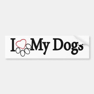 I Liebe mein Hundeschwarzes auf weißem Autoaufkleber