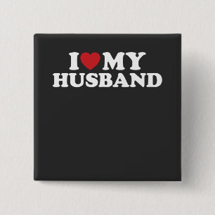 I LIEBE MEIN HUSBAND I Herz Groovy Retro Button