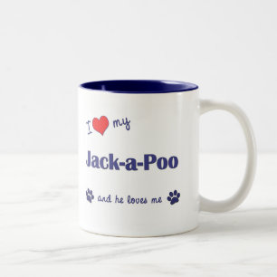 I Liebe mein Jack-ein-Poo (männlicher Hund) Zweifarbige Tasse
