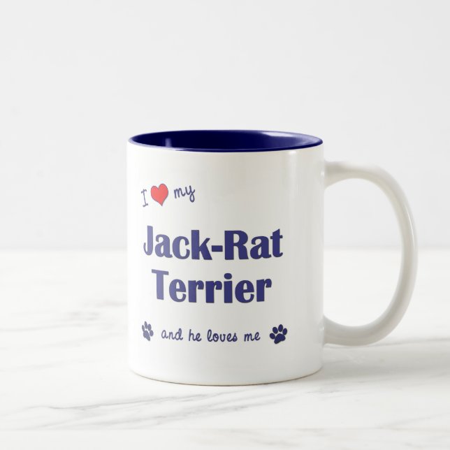 I Liebe mein Jack-Ratte Terrier (männlicher Hund) Zweifarbige Tasse (Rechts)