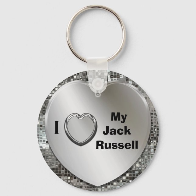 I Liebe Mein Jack Russell Heart Keychain Schlüsselanhänger (Vorderseite)