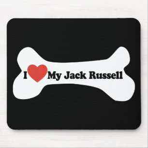 I Liebe mein Jack Russell - Hundeknochen Mousepad
