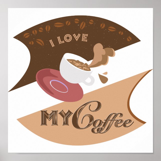 I Liebe Mein Kaffee Retro Java Poster (Vorne)