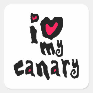 I Liebe mein Kanarienvogel Quadratischer Aufkleber