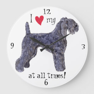 I Liebe mein Kerry-Blau-Terrier Große Wanduhr