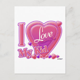 I Liebe Mein Kind rosa/lila - Herz Postkarte