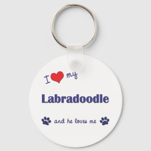 I Liebe mein Labradoodle (männlicher Hund) Schlüsselanhänger
