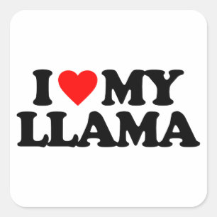 I LIEBE MEIN LAMA QUADRATISCHER AUFKLEBER