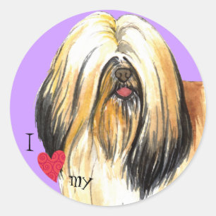 I Liebe mein Lhasa Apso Runder Aufkleber