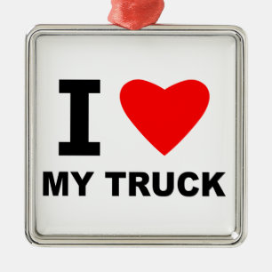 I Liebe mein LKW Silbernes Ornament