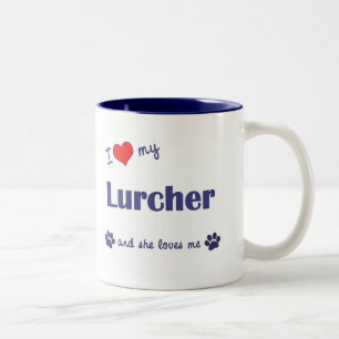 I Liebe mein Lurcher (weiblicher Hund) Zweifarbige Tasse