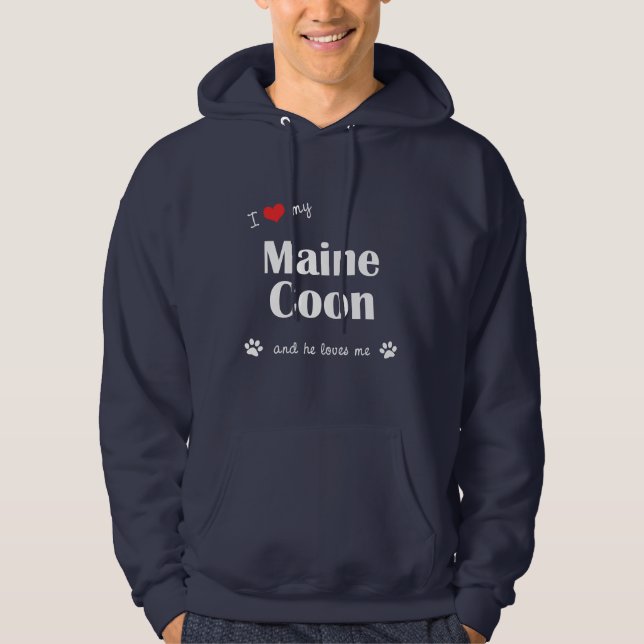I Liebe mein Maine-Waschbär (männliche Katze) Hoodie (Vorderseite)