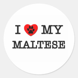 I LIEBE MEIN MALTESE RUNDER AUFKLEBER
