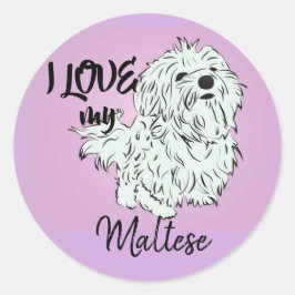 I Liebe mein Maltesisch Runder Aufkleber