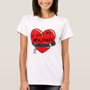 I Liebe mein maltesisches Herz mit Hundehalsband T-Shirt