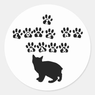 I Liebe Mein Manx - Schwarzer Text Runder Aufkleber