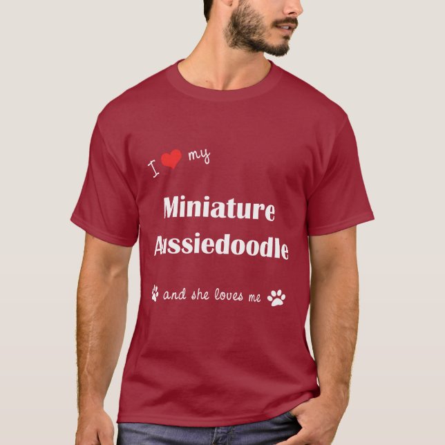 I Liebe mein MiniaturAussiedoodle (weiblicher T-Shirt (Vorderseite)