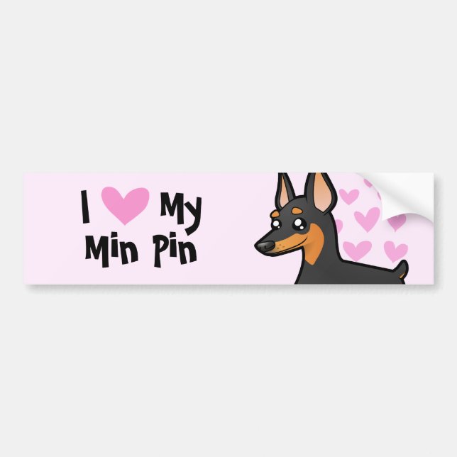 I Liebe mein MiniaturPinscher/Manchester-Terrier Autoaufkleber (Vorne)