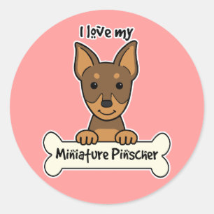 I Liebe Mein Miniaturpinscher Runder Aufkleber