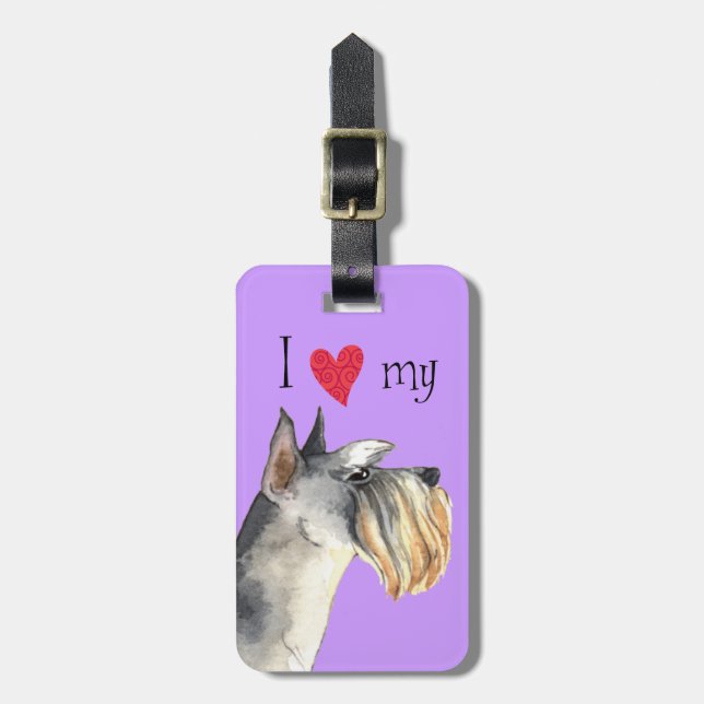 I Liebe mein MiniaturSchnauzer Gepäckanhänger (Vorderseite vertikal)