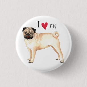 I Liebe mein Mops Button
