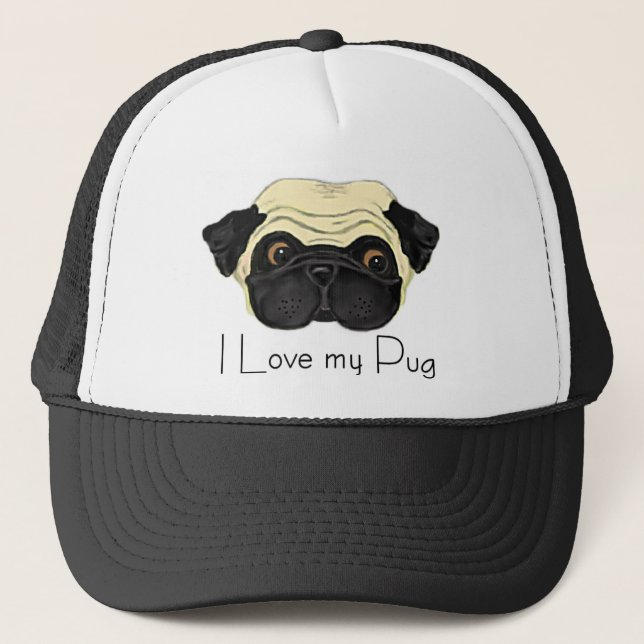 I Liebe mein Mops Truckerkappe (Vorderseite)