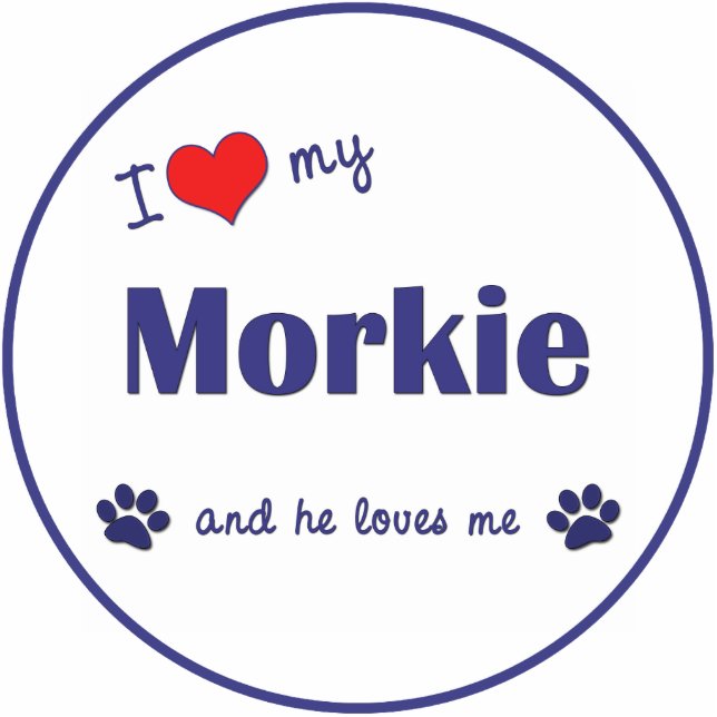I Liebe mein Morkie (männlicher Hund) Fotoskulptur Ornament (Vorne)
