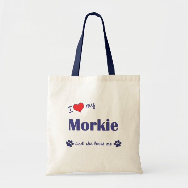 I Liebe mein Morkie (weiblicher Hund) Tragetasche (Vorne)
