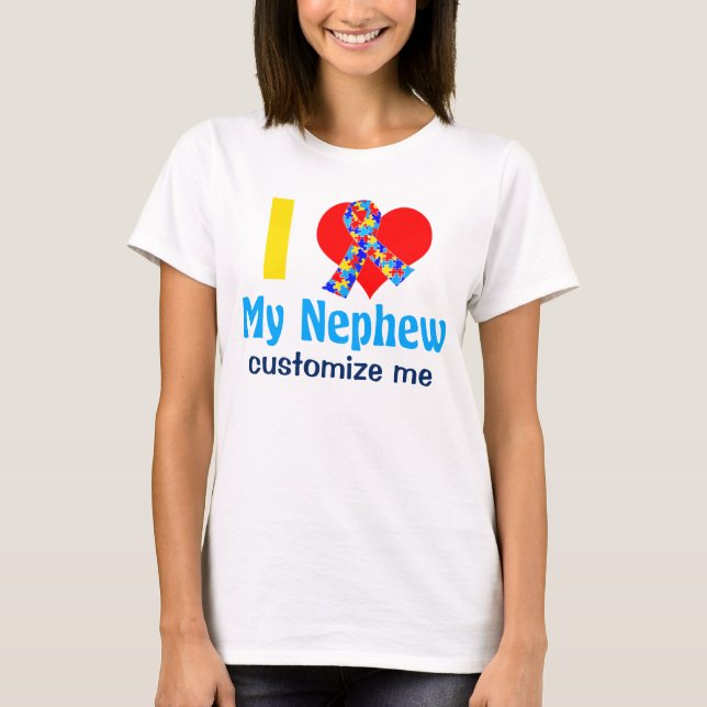 I Liebe mein Neffe-Autismus-Bewusstsein T-Shirt (Vorderseite)