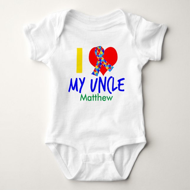 I Liebe mein Onkel Autism Awareness Baby Strampler (Vorderseite)