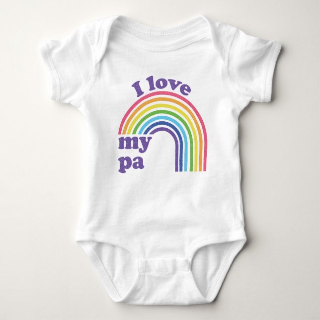 I Liebe Mein Pa - Niedlicher Regenbogen Baby Strampler (Vorderseite)